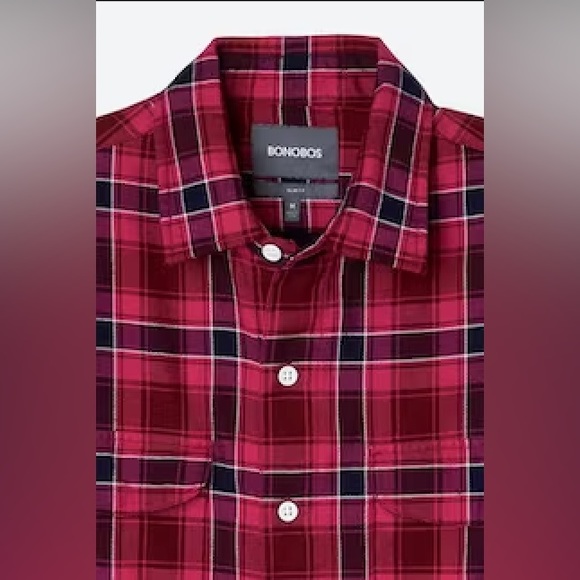 Bonobos Men’s Flannel Shirt in “Pink Reffie Plaid” (Size XL / Extra Large) - Picture 2 of 2